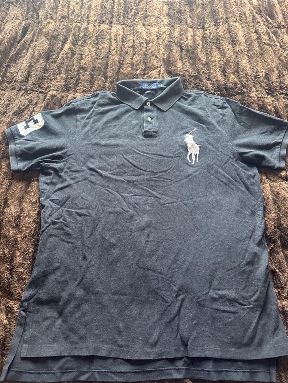Polo by Ralph Lauren Men’s Dark Blue Polo with White Logo